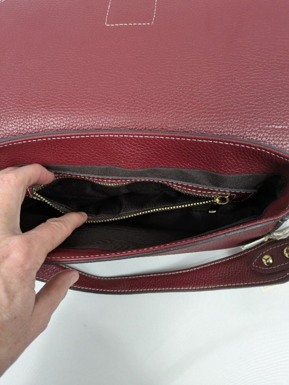 Divina Firenze genuine Italian leather Crossbody Flap Baguette - Picture 4 of 12
